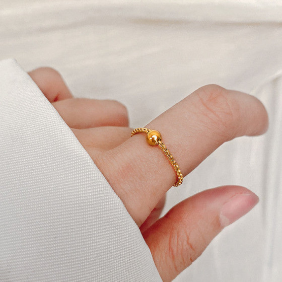 Zodiac year lucky bead ring for women, braided rope chain, niche design, fashionable, unique, and high-end The gold does not fade