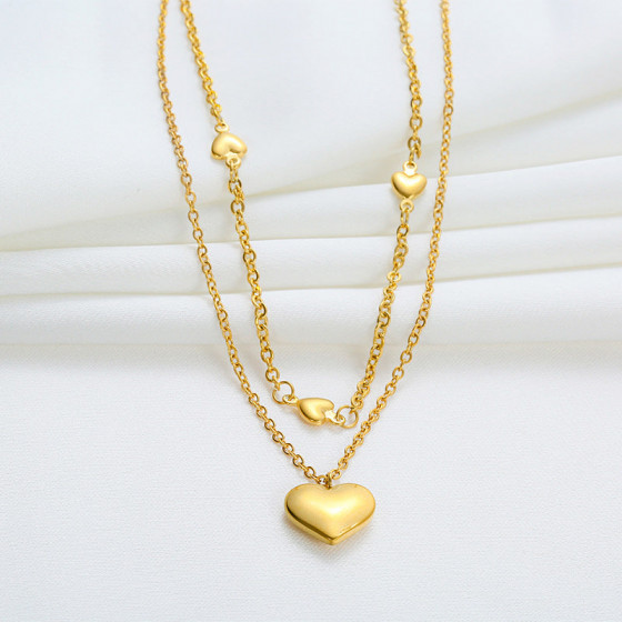 New Arrival Hollow Heart Pendant Necklace in Champagne Gold | Everyday Minimal Jewelry
