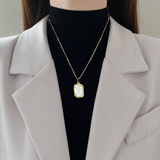 Ins-Style Gold Bar Charm Necklace (Silver Steel) - Lightweight Luxury Look