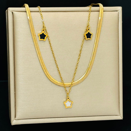 New star-shaped shellgold Women's necklace with a light luxury feel ins Unique design, non-fading, simple Korean-style collarbone necklace