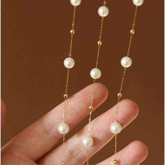 2026 Fashion Silver Steel Starry Pearl Necklace - Lightweight Titanium Steel Clavicle Chain