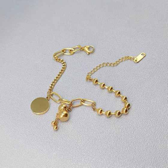 Retro Ethnic Style Small Gourd Bracelet for Women, Palace Style European and American Hip Hop JewelryRose gold titanium steel jewelry