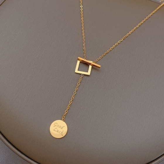 Non-fading, light luxury, new fashion European and American style gold necklace for women, Korean version, simple design ins Trendy sweater chain collarbone chain
