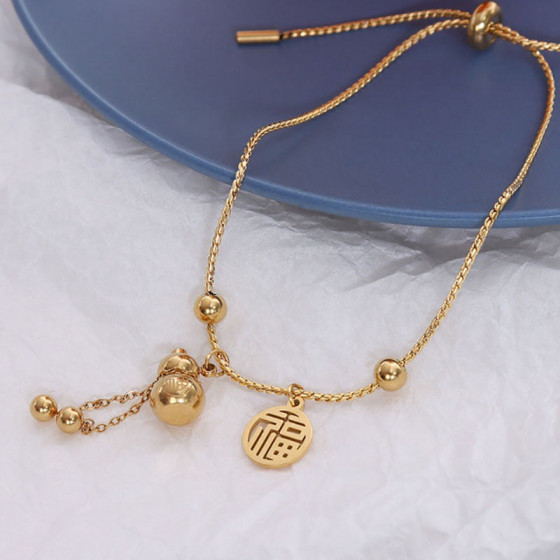 2026 Fashion Gold Tone Celestial Charm Necklace - Lightweight Titanium Steel Clavicle Chain