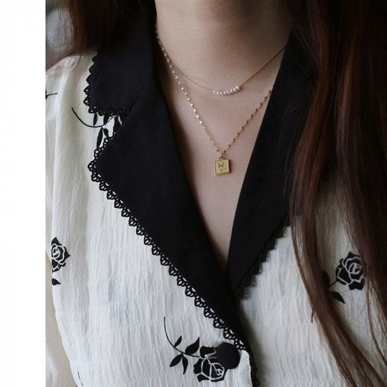 Layered Heart Statement Necklace in Silver Steel Finish - Gift-Ready Jewelry Piece