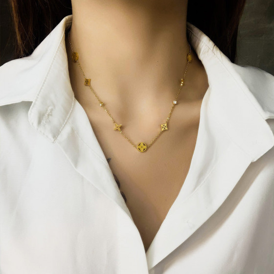 Ins-Style Sugar Cube Necklace (Rose Gold Tone) - Lightweight Luxury Look