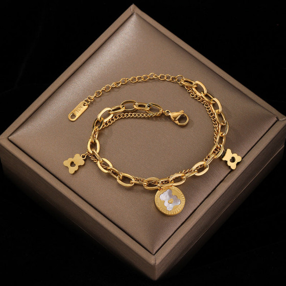 Titanium steel non-fading hip-hop bear bracelet for women in summer ins Niche design, simple and unique, minimalist style women's jewelry